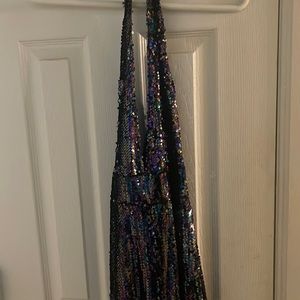 Boohoo night sequin multicolor pant  jumpsuit brand new
